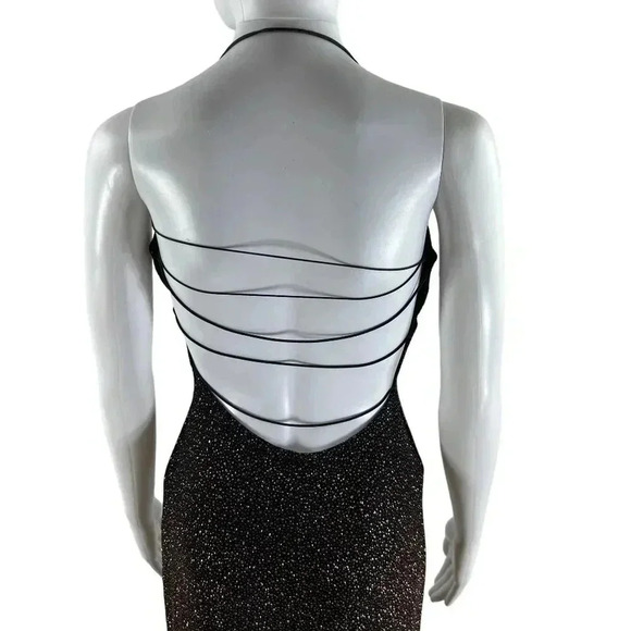 VTG B. Darlin Women 8 Cowlneck Slip Dress Stretch Allover Sparkel Copper 90s Y2K - Picture 4 of 14